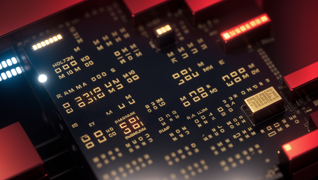 Barrette RAM DDR5 en gros plan — baisse prix RAM 2026 après l'affaire OpenAI DRAM, généré par Amuse AI.